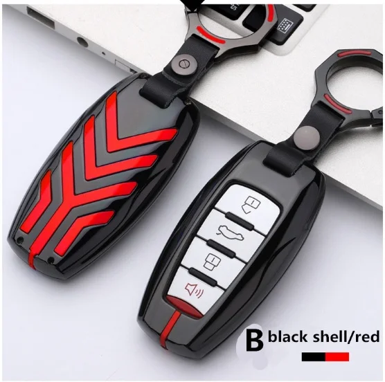 B black red Автомобильный ключ из цинкового сплава для Great Wall Haval Coupe H7 H8 H9 GMW H6 Samrt, цветная полоска, пульт дистанционного управления, брелок, чехол, брелок - Название цвета: B black red
