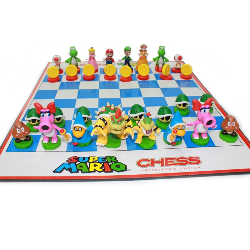 BSTFAMLY Supermario series chess set game, portable game of  international chess , plastic chessboard and chess pieces , LA45