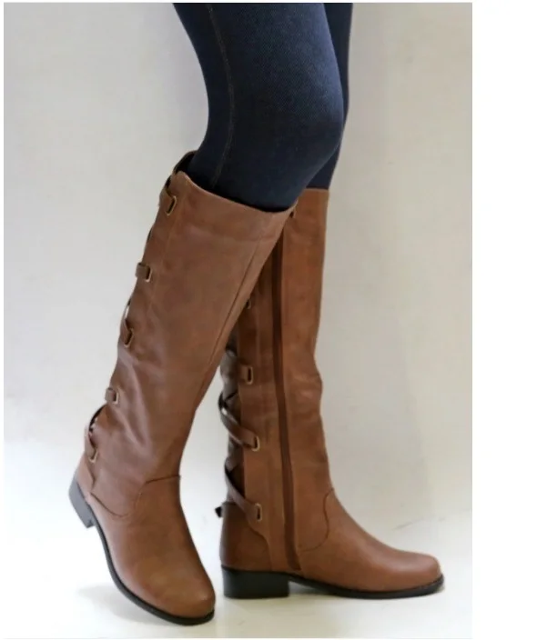 

Женские кожаные сапоги на высоком квадратном каблуке, с защитой от ветра