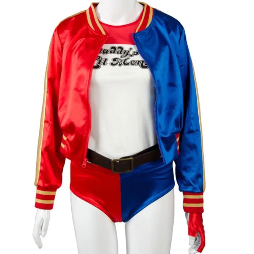 Hitmebox Для женщин отряд самоубийц Косплэй Harley костюм Квинн брюки красные, синие аксессуары для косплея