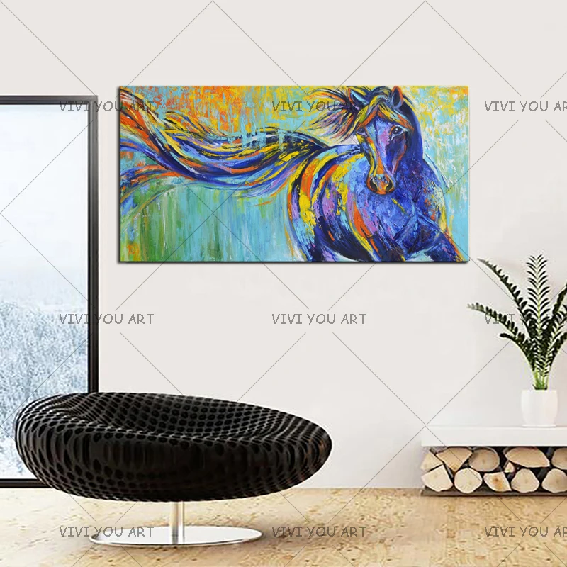 

1 Panel Abstract 100% Handpainted Canvas Art Animal Horses Decorative Wall Art Picture Home Decor