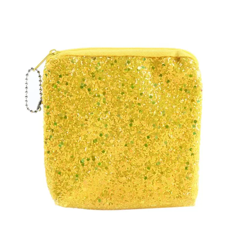 yellow Милый держатель для ключей для девочек изменение денег сумка с блестками мини кошелек с блестками детское портмоне - Цвет: yellow