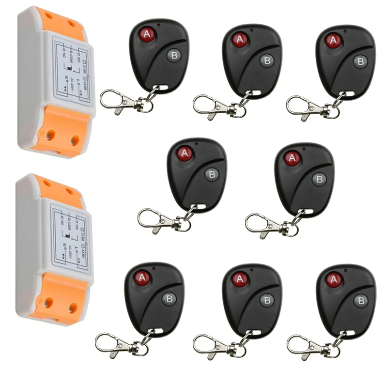 

2016 new 220 v 1 ch wireless remote control switch 2 piece receiver +8 piece transmitter Classic 2 key