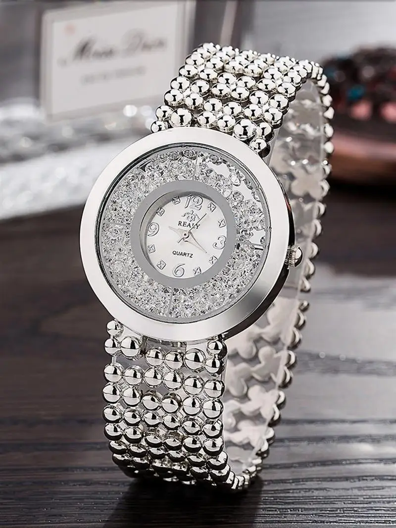 Silver Reloj Mujer, женские часы с бриллиантами, шикарные кварцевые наручные часы из нержавеющей стали, женские роскошные часы со стразами, серебряные reloj mujer - Цвет: Silver