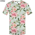 Футболка KYKU с цветочным принтом, розовая, сексуальная, рок, 3d, стиль хип-хоп