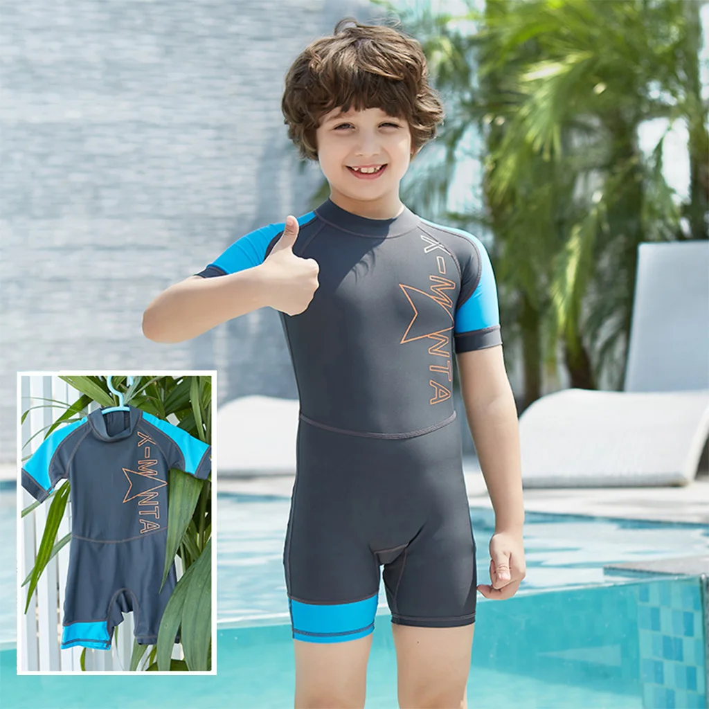 Детский купальный костюм Rashguard с короткими рукавами цельный Гидрокостюм