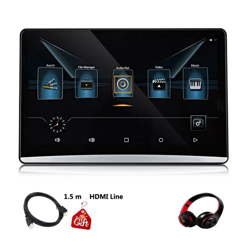 1 monitor 1 headset 12,5 дюймов FHD 1080P видео сенсорный экран Android 9,0 ТВ в автомобиле MP5 плеер wifi/Bluetooth/USB/SD/HDMI/FM подголовник автомобильный монитор - Цвет: 1 monitor 1 headset
