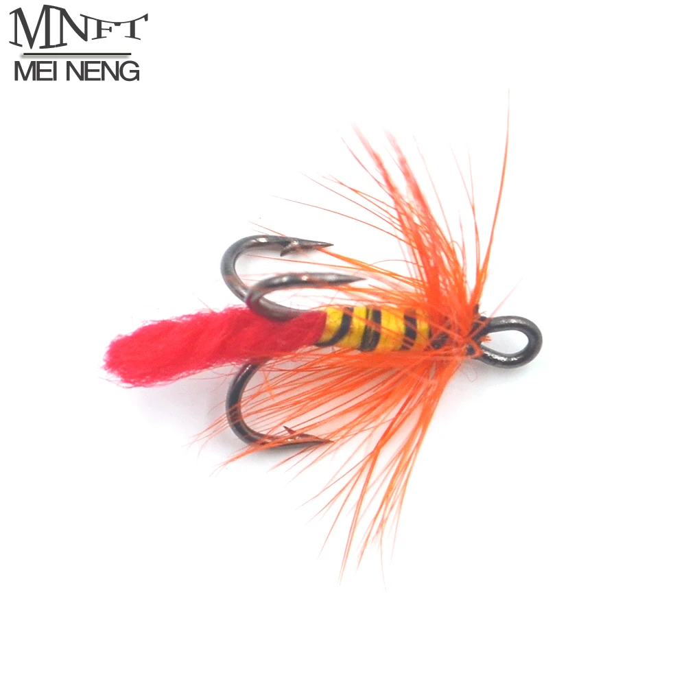 MNFT 10 шт./кор. тройной 3 крючка нахлыстом рыболовные мушки три приманка оранжевая