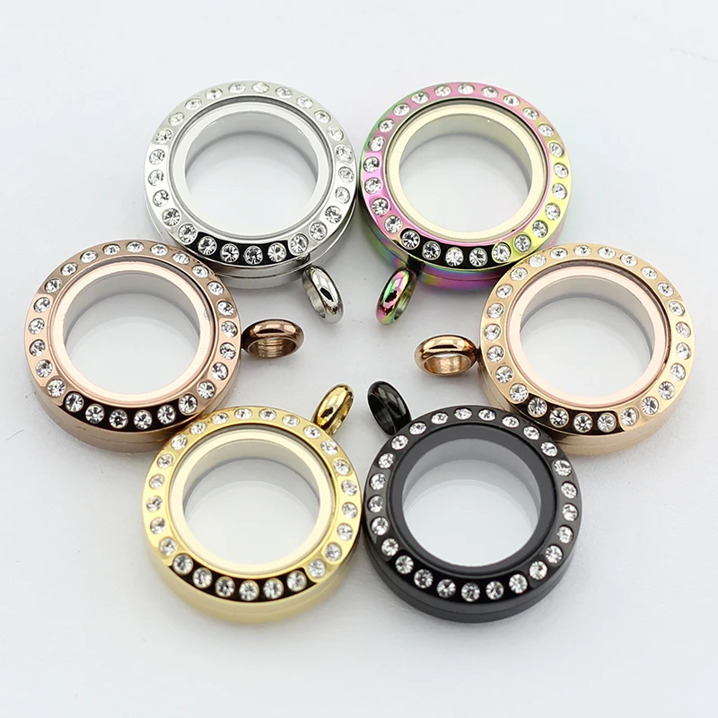 

20mm/25mm/30mm/35mm Czech Crystals Magnetic Closure locket 316L stainless steel floating memory locket pendant (only locket)