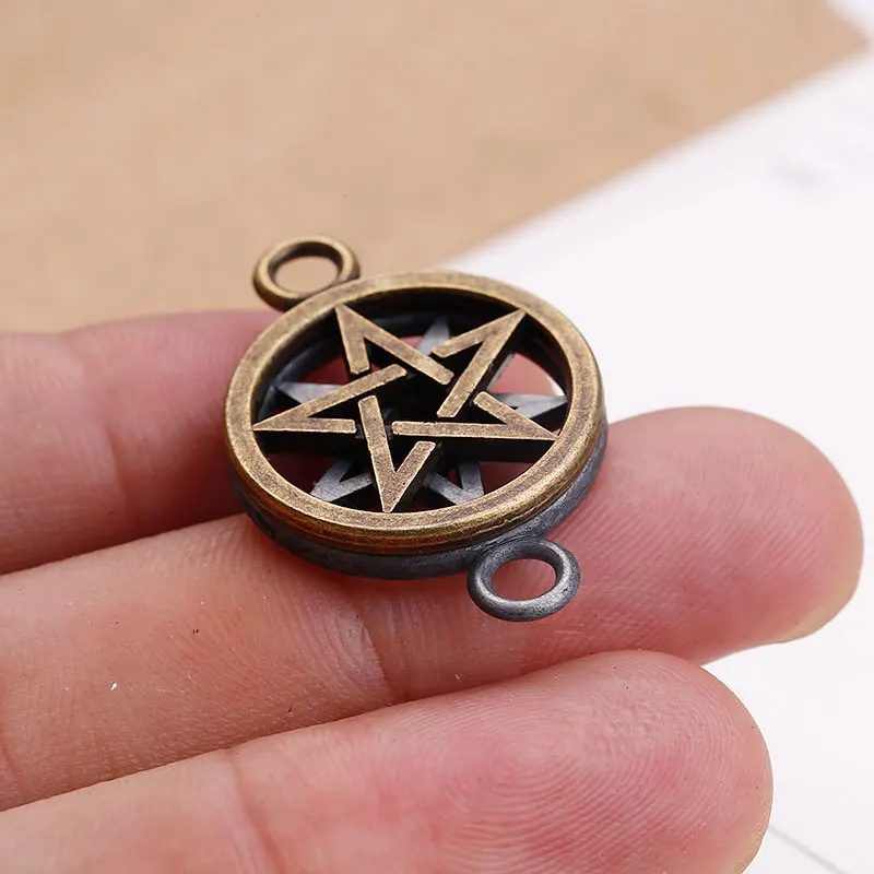 Двухсторонние Подвески с пентаграммой для браслетов DIY фурнитура и компоненты