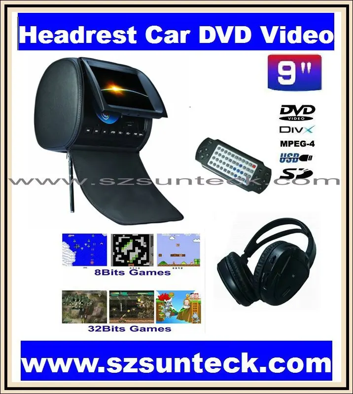 Бесплатная доставка 2x9 дюймов подголовник автомобиля dvd с цифровым экраном и