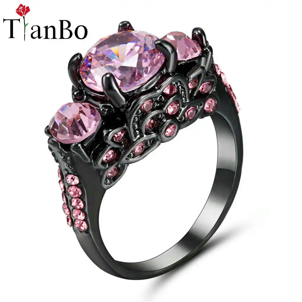 Женское и мужское кольцо TianBo Винтажное с фиолетовым/розовым камнем цвет белый