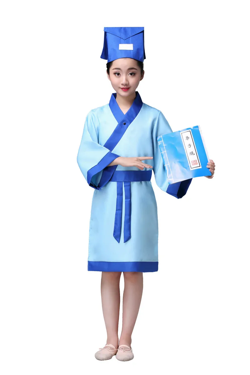 Cassic костюм Hanfu одежда Древний китайский студенческий халат детский традиционный