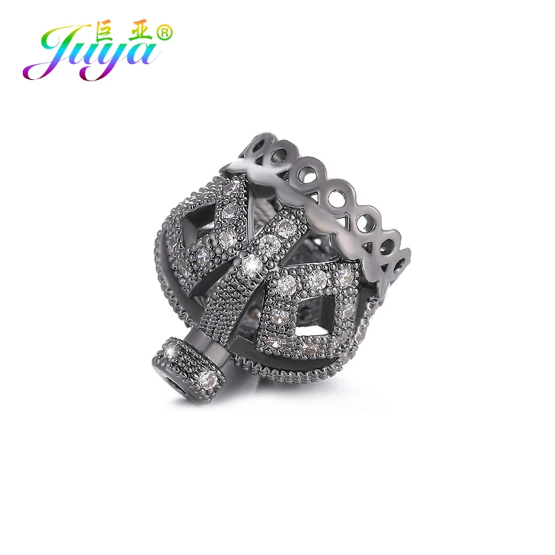 Metal Black Juya DIY Ювелирные изделия с кистями компоненты микро проложить Циркон креативная Корона бусина шапки Аксессуары для рукоделия ювелирные изделия с кистями решений - Цвет: Metal Black