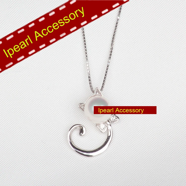 S925 серебро Прекрасный персидская кошка кулон фитинги Для женщин DIY жемчуг