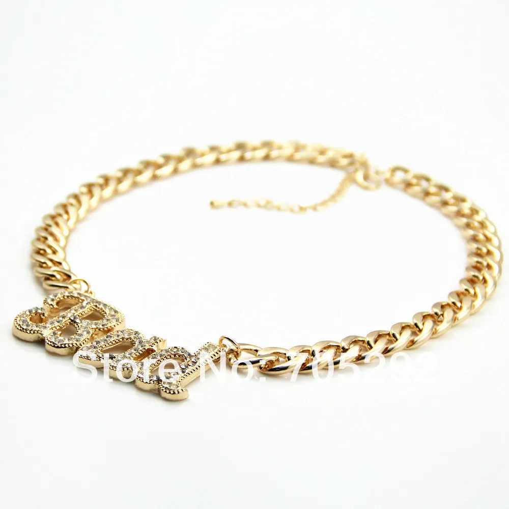 Новинка Лидер продаж винтажное золотое ожерелье с кристаллами и надписью модное