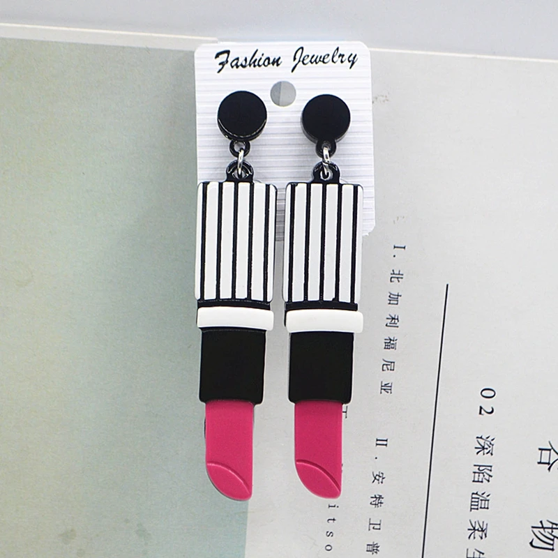 Длинные серьги в виде помады для ночного клуба акриловые женские крупные