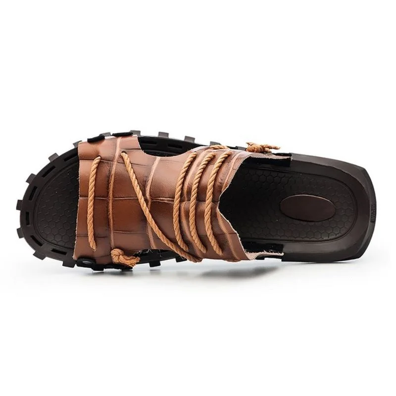 TAOFFEN 6 Color Men Real Leather Sandals Solid Slip On Slippers Beach Holiday Refreshing Shoes Footwear Size 38-47 | Обувь