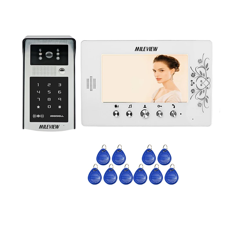 MILEVIEW 7 &quotцветной ЖК видеодомофон дверной телефон 1 монитор + металлический
