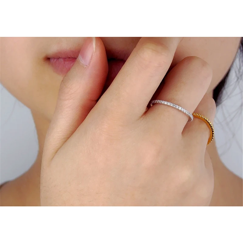 QYI классическое 18k золотое вечное кольцо Круглый Аналоговый бриллиант