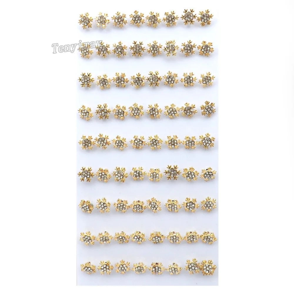 10 мм золотой цвет серьга из снежинки шпильки инкрустированные прозрачными