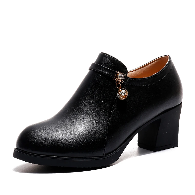 Большие размеры 41 женские ботильоны на среднем каблуке черные ботинки