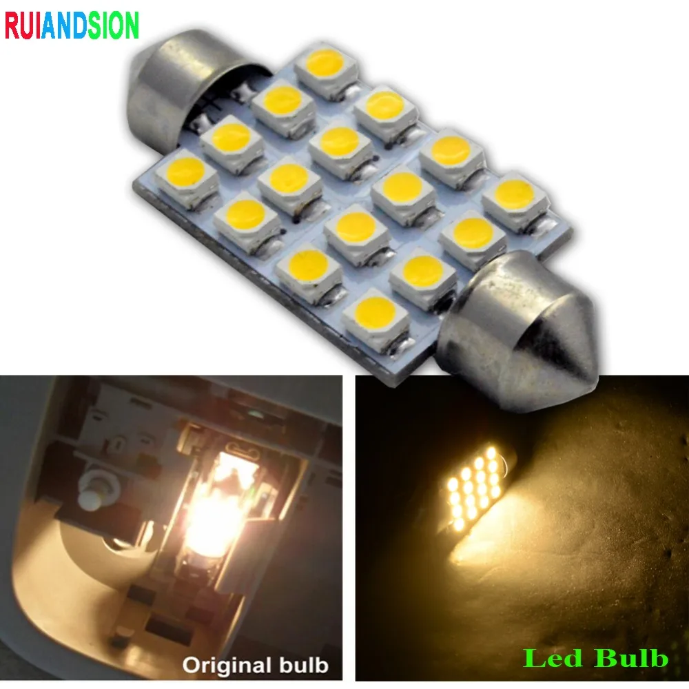 2x C5W led C10W лампы салона светильник гирлянда 41 мм 16SMD 3528 Чтения Купол лампы 12V 4300K теплый белый 6000K белый