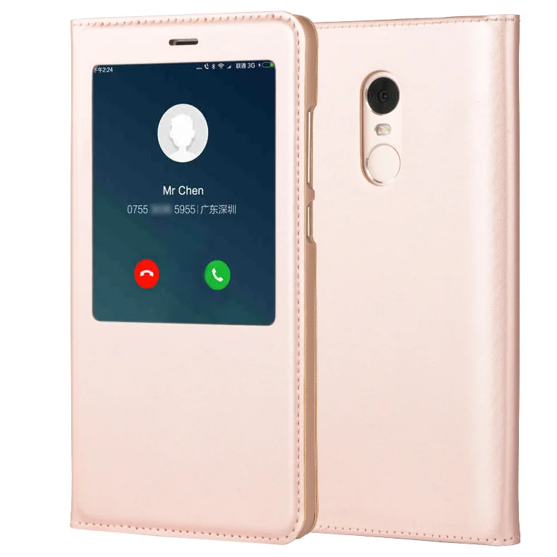 rose gold Чехол для Xiaomi redmi note 4 X, откидной кожаный чехол из искусственной кожи чехол для redmi note 4, умный чехол, Жесткий Чехол для сна - Цвет: rose gold