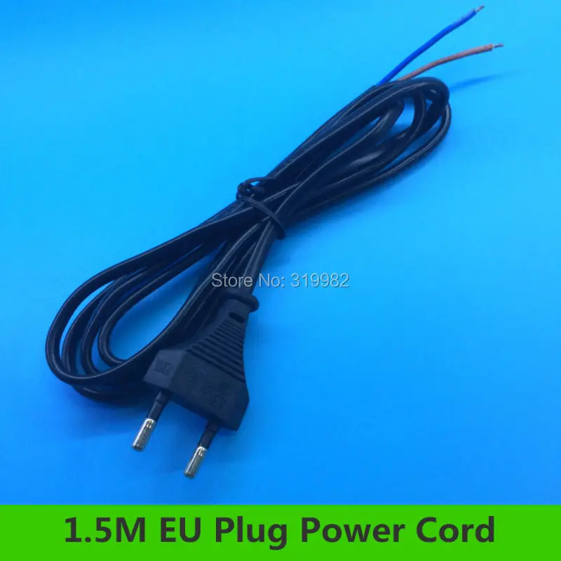1 5 метра ЕС вилка шнур питания AC DC провод черный удлинитель ПВХ 2x0.75 мм для