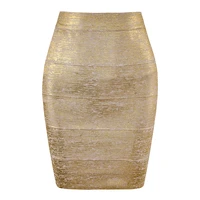 wholesale women summer skirt sexy black silver gold bandage skirt high street designer skinny club party mini pencil skirts