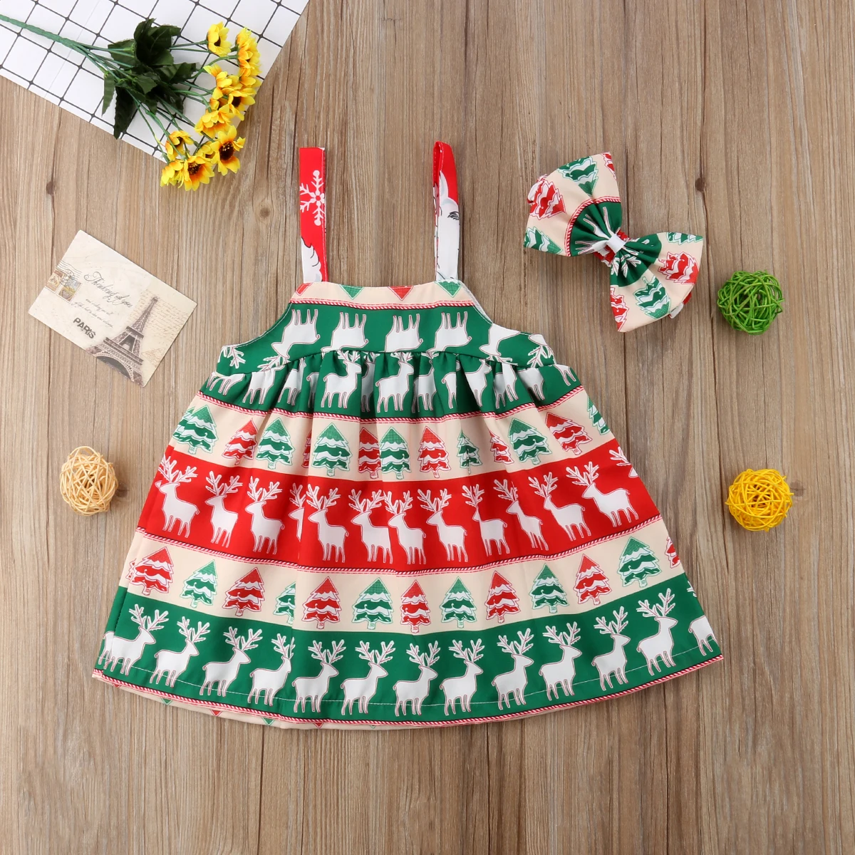Emmaaby/Новинка Лидер продаж рождественское праздничное платье с оленем для девочек