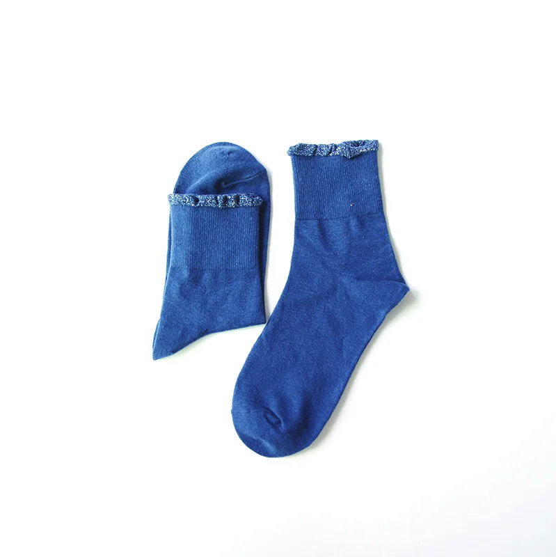 

[WPLOIKJD]New High Quality Cute Funny Women Socks Autumn Winter Pure Color Edge Heap Heap Socks Korean Style Harajuku Skarpetki