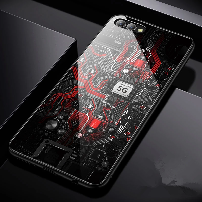 

Aixuan Glass Case Cover For Huawei Honor V10 Case Painted Tempered Glass Silicon Protective full Cover Honor 10 Phone Case Shell