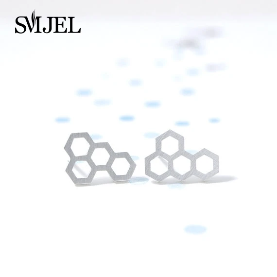 SMJEL торговля крошечные шестигранные современные серьги-гвоздики серьги-Соты для женщин 10pcs-S039