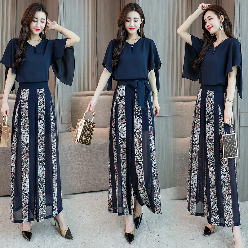 Мода 2019 лето новые женские шифоновые топы с рукавами летучая мышь Цветочные