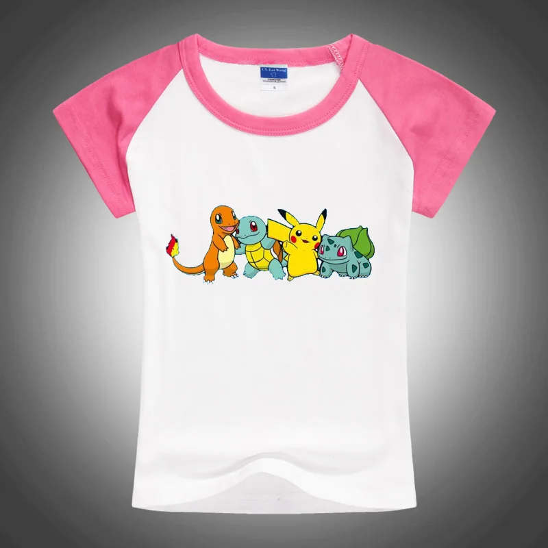 2016 Новый Аниме Мультфильм Покемон Пикачу Супер ПИЩУХА Дети Футболка С Коротким