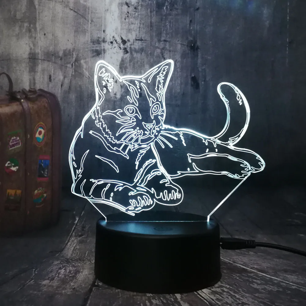 Новинка милый кот 3D светодиодный Ночной светильник 7 цветов изменить ребенок детские спальные настольная лампа для дома Украшения в спальню Рождественский фестиваль подарок