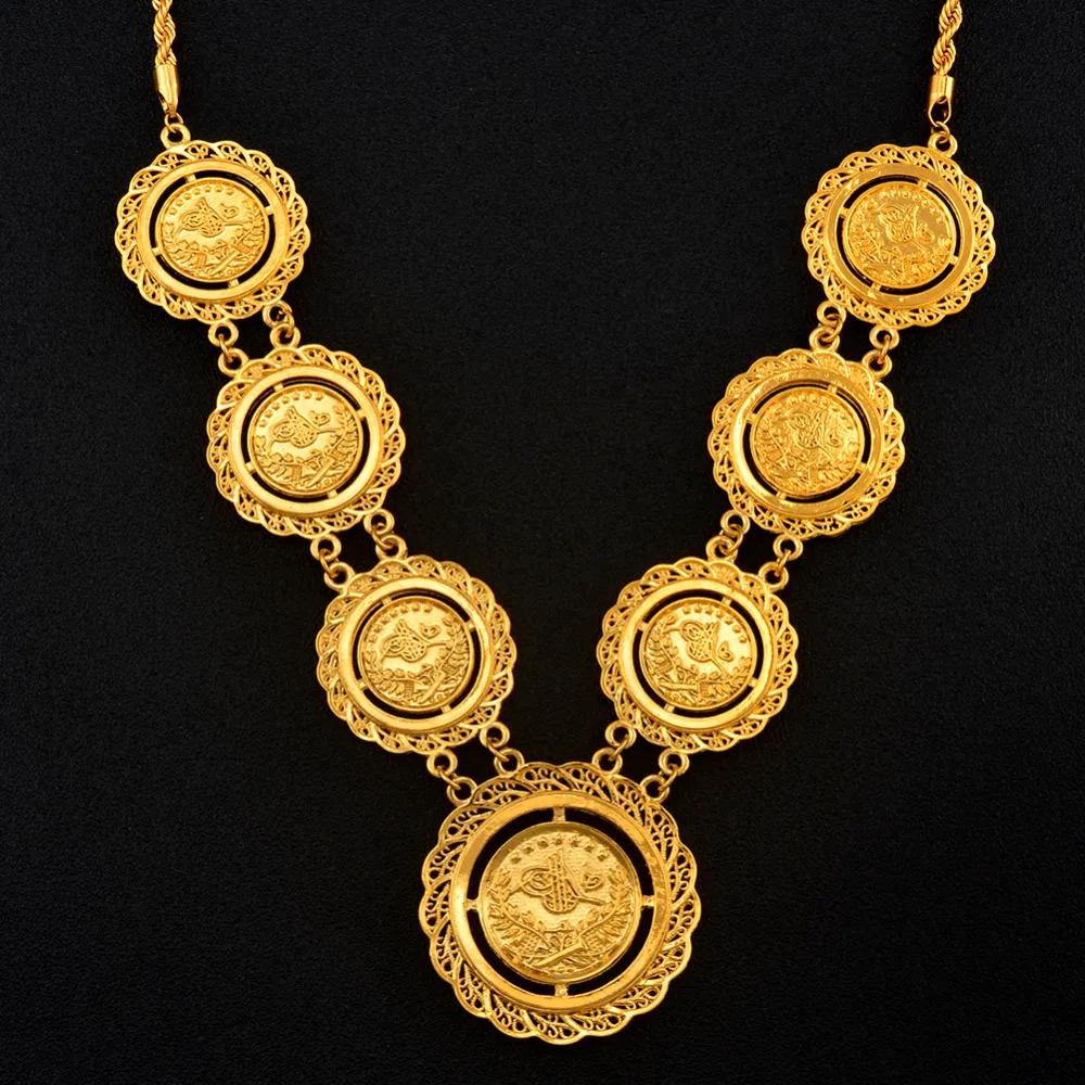 Anniyo Длинное колье с монетой для женщин ислам мусульмане арабы ювелирные изделия
