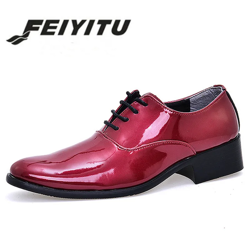 Feiyitucheap/мужские свадебные туфли Однотонные оранжевые розовые красные синие винно