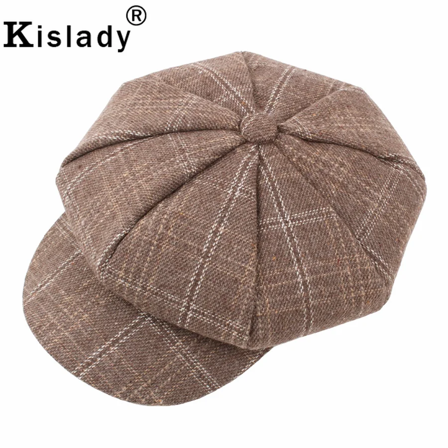 Kislady уличная мода мужские шапки осень зима классический дикий теплый берет