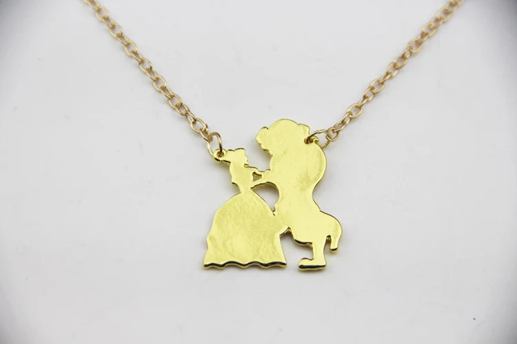 20pcs/lot Wholesale Fashion Jewelry Gold Charm Beauty and the Beast Necklace For Men And Women | Украшения и аксессуары