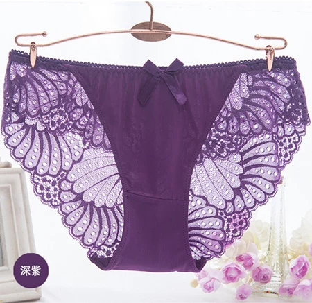 Фиолетовый 6XL, сексуальные трусики, женское нижнее белье, кружевные трусы, Calcinhas Lingeries, бесшовные трусики размера плюс, шорты, нижнее белье для девушек, трусы с цветочным рисунком - Цвет: Фиолетовый