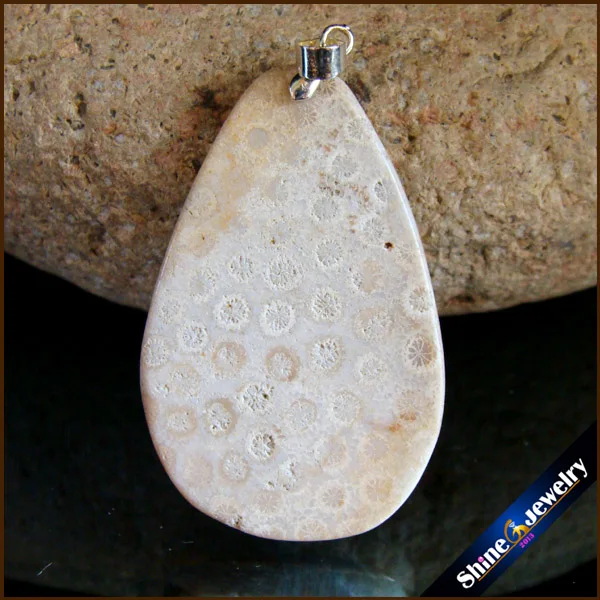 Women Bijoux Jewelry Natural Cabochon Coral Fossil Stone Chrysanthemum Pendant Beads Fit Necklace Gift Leather Choker CS021 | Украшения и