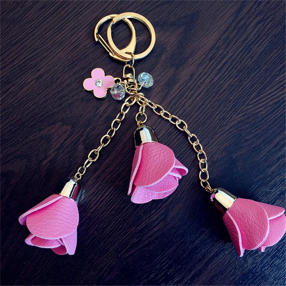 Relodi креативный PU кожаный брелок Роза кулон ключ протектор для женщин сумка