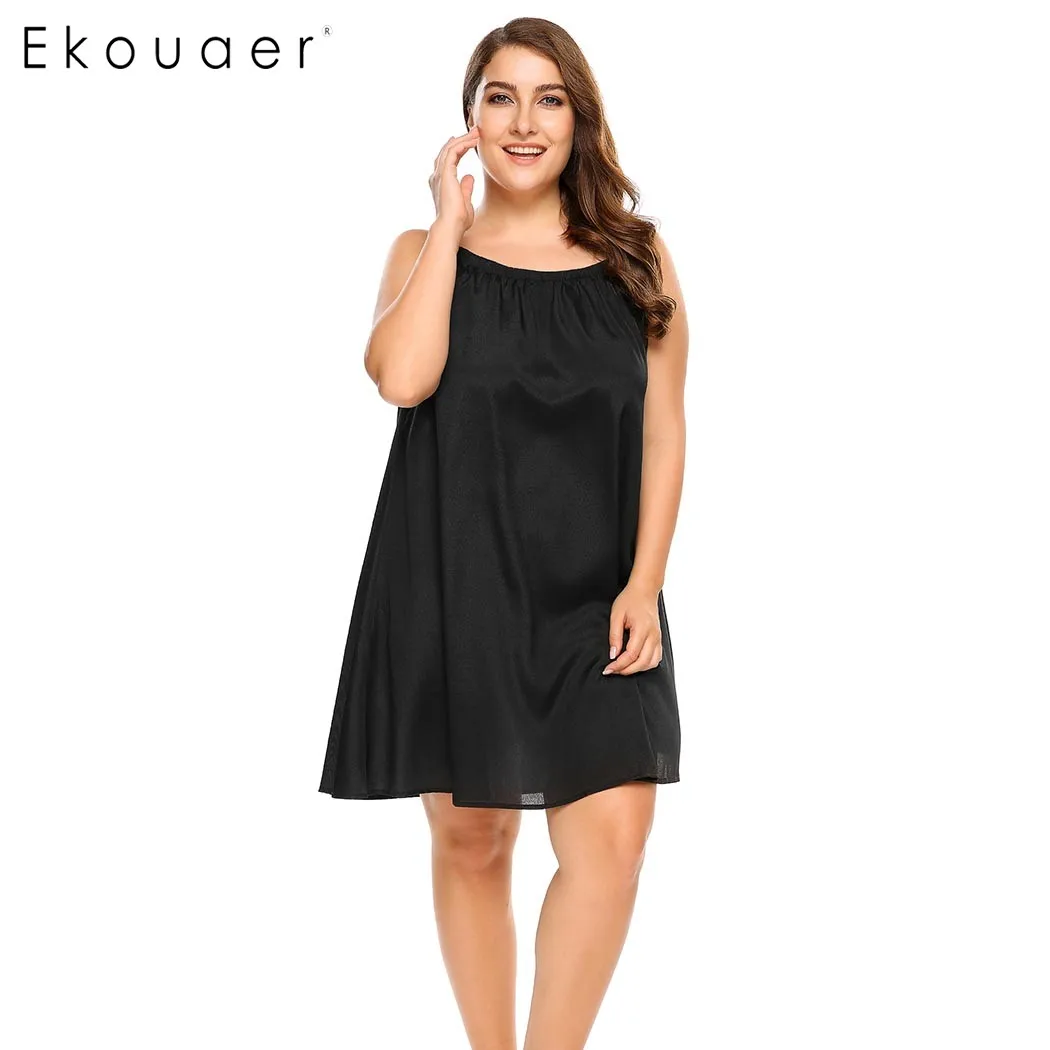 Ночная рубашка Ekouaer женская летняя с о-вырезом без рукавов | Женская одежда