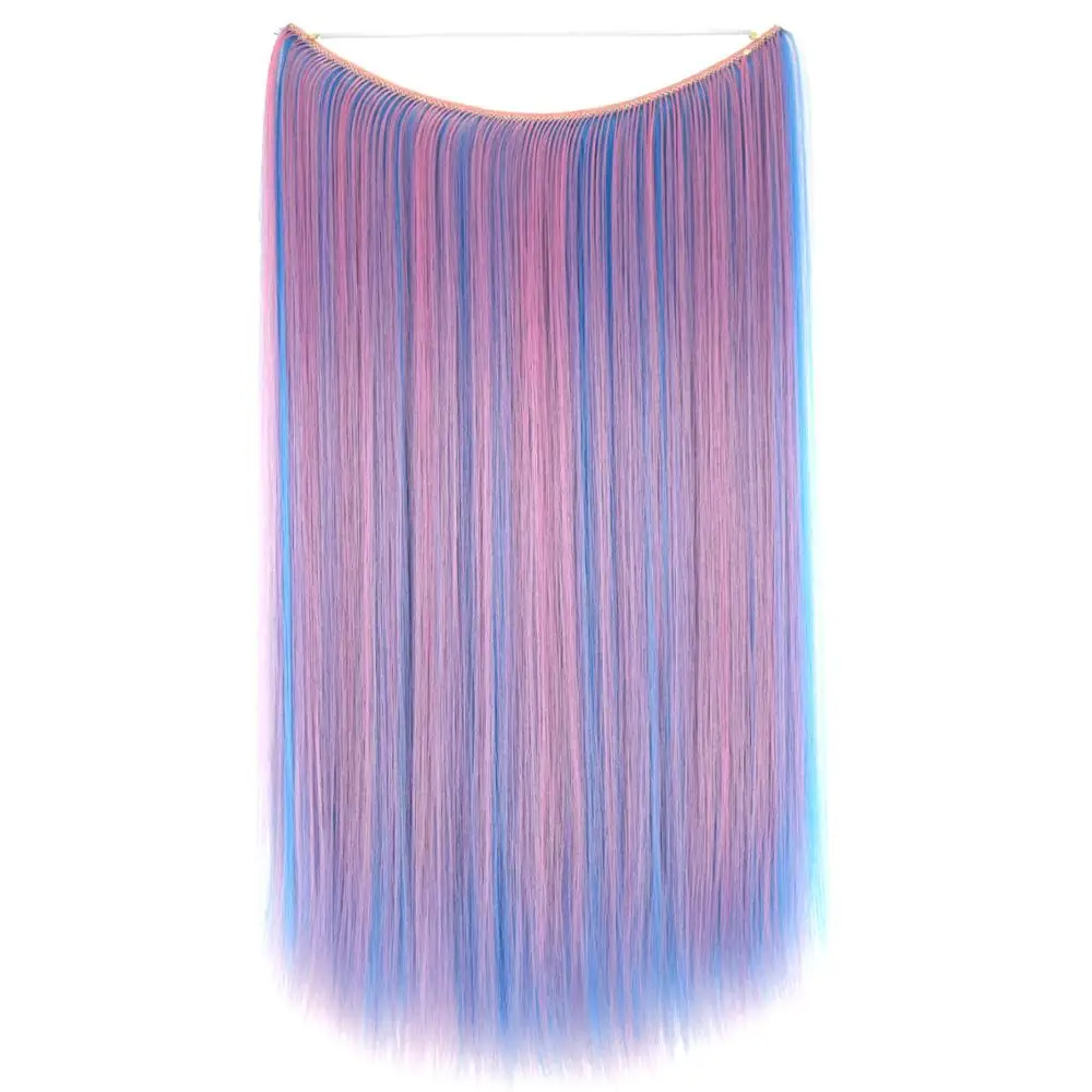 

TOPREETY Heat Resistant Synthetic Hair Straight 110g Elasticity Invisible Wire Halo Hair Extensions 8006