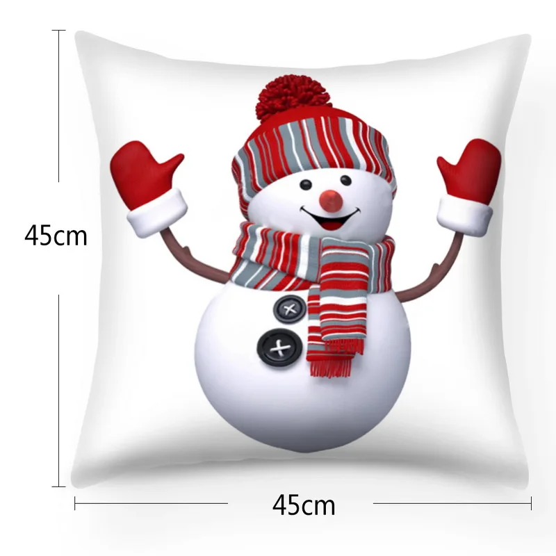 Merry Christmas Snowman Cushion Cover Xmas Style Home Decorative Pillows Pillowcase 27 | Дом и сад