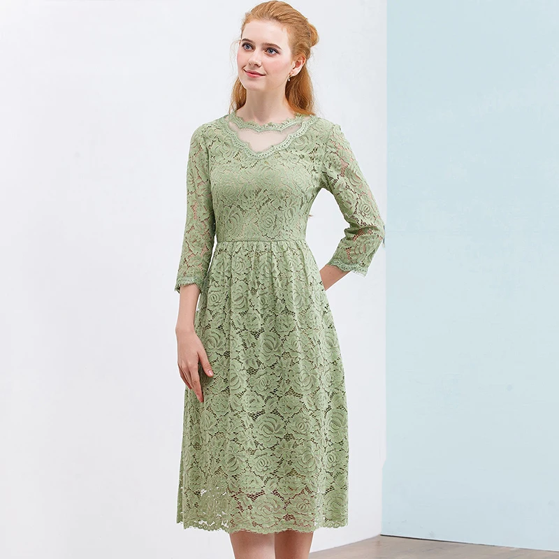 Onlyplus S-XXL в винтажном стиле открытое кружевное платье личность Воротник модные тонкие осенние вечерние платье по колено для Для женщин