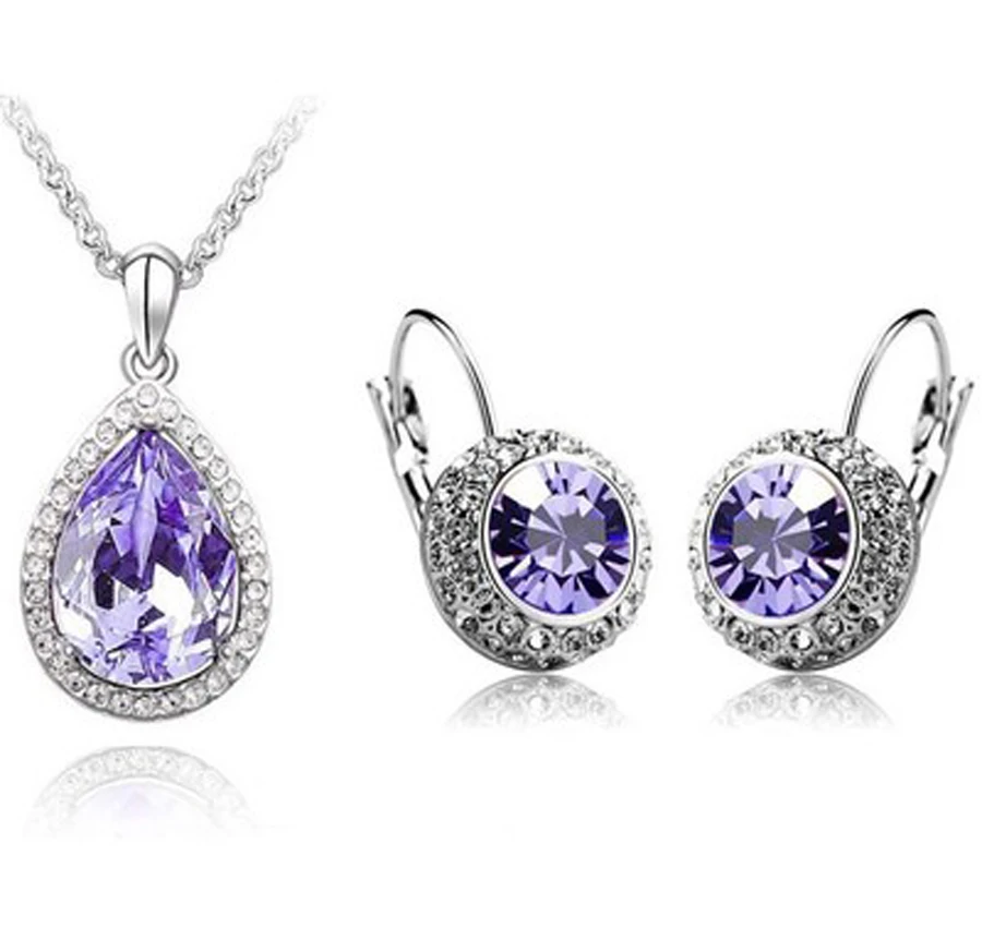 Комплект из колье и серёг с австрийскими кристаллами|necklace swan|necklace jewelry gift boxjewelry