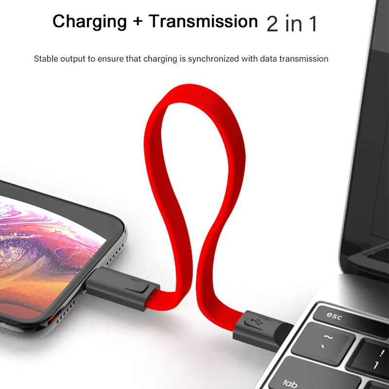 Брелок USB кабель ремешок для быстрой зарядки для iPhone 8 Micro usb type C зарядное устройство для телефона Зарядка Синхронизация данных короткий шнур USBC провод